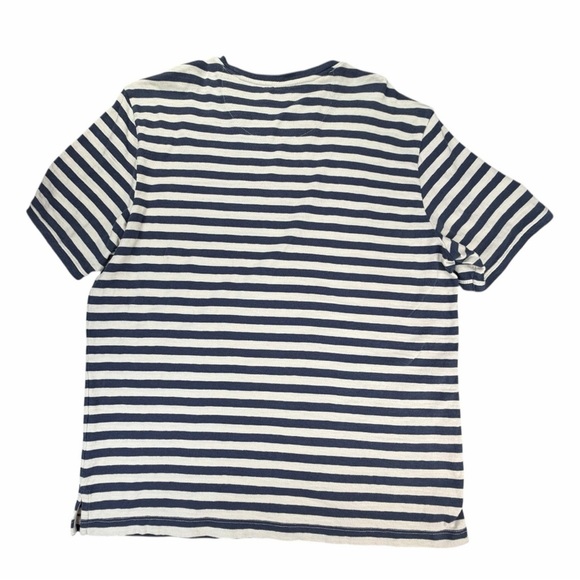 Left Coast Tee Men’s White/Navy Striped Cotton Short Sleeve Crew Neck Tee Large - Picture 3 of 7